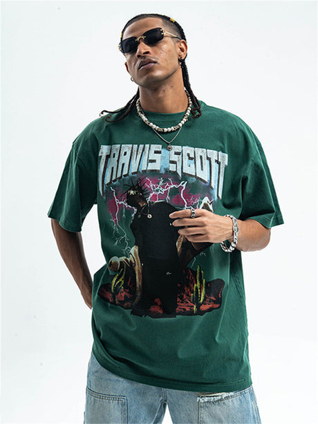 Liber Summer Men's Printed Letter Hood T-shirts