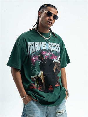 Liber Summer Men's Printed Letter Hood T-shirts