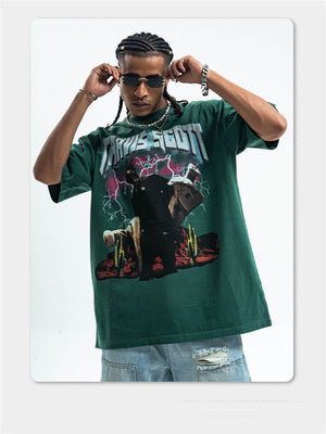 Liber Summer Men's Printed Letter Hood T-shirts
