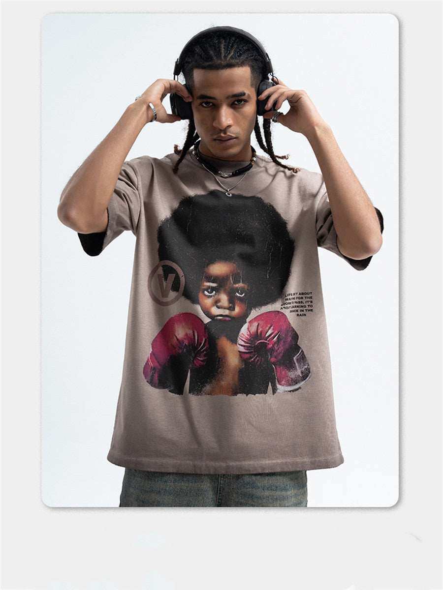 Liber Summer Men's Printed Letter Hood T-shirts