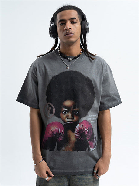 Liber Summer Men's Printed Letter Hood T-shirts