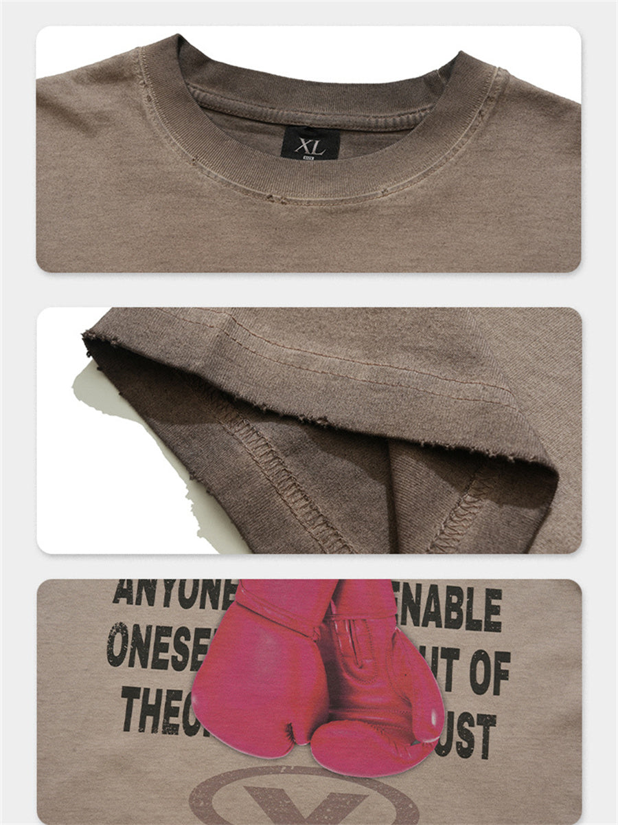 Liber Summer Men's Printed Letter Hood T-shirts