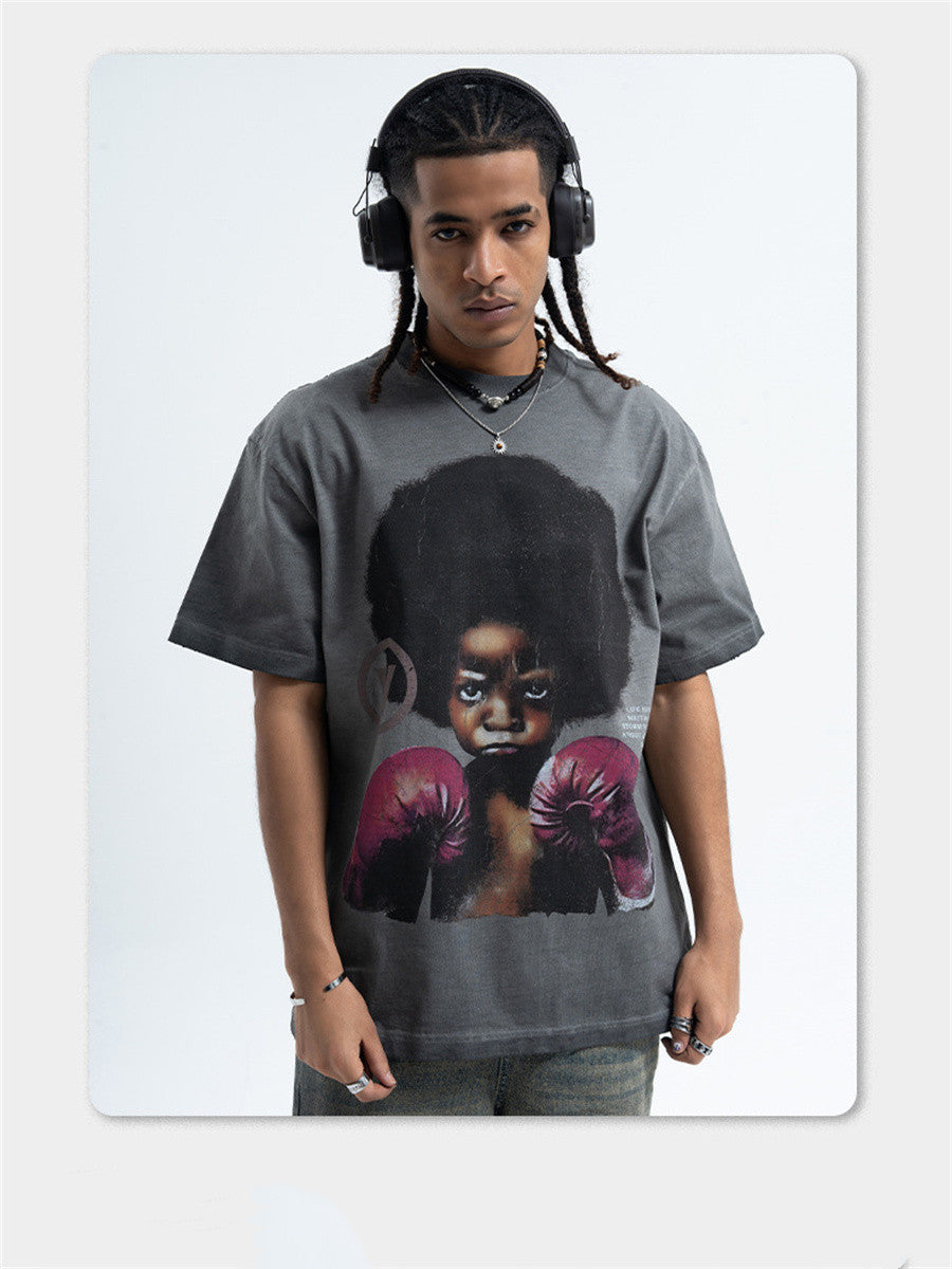 Liber Summer Men's Printed Letter Hood T-shirts