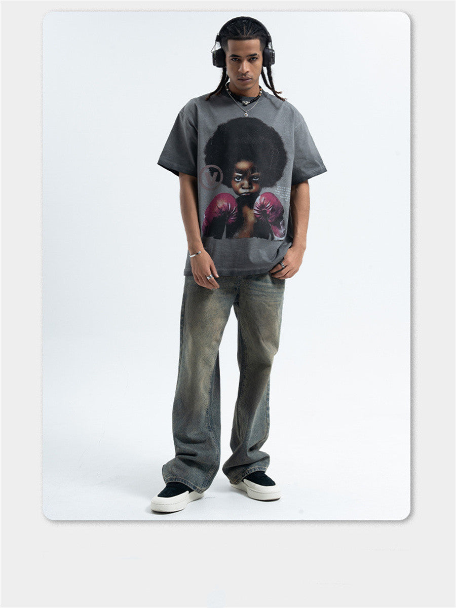 Liber Summer Men's Printed Letter Hood T-shirts