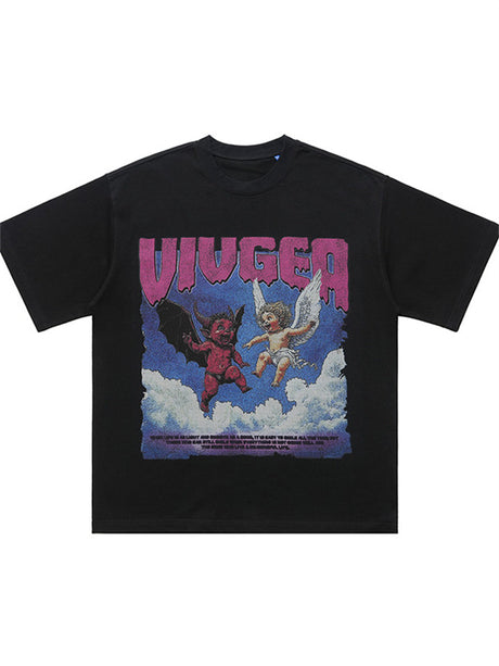 Liber Summer Men's Printed Letter Hood T-shirts