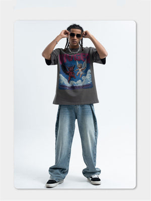 Liber Summer Men's Printed Letter Hood T-shirts