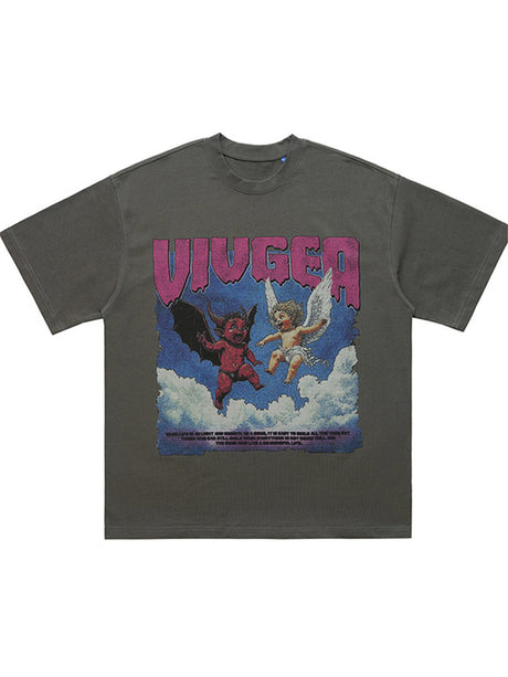 Liber Summer Men's Printed Letter Hood T-shirts