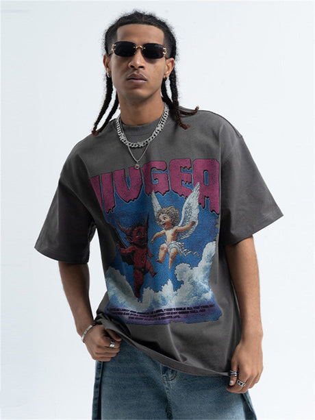 Liber Summer Men's Printed Letter Hood T-shirts