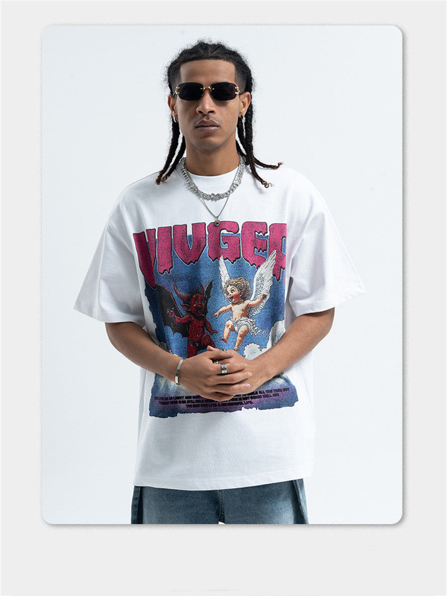 Liber Summer Men's Printed Letter Hood T-shirts