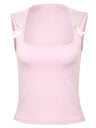 Liber Summer Women's Solid Color Bowknot Tank Top