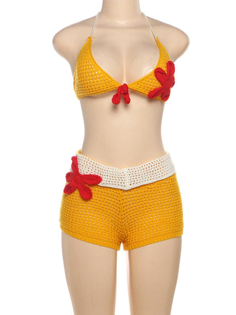 Liber Summer Women's Navel Plants and Flowers 2-piece Sets