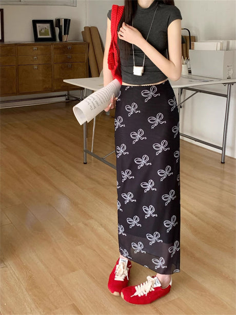 Liber Summer Women's Lace Solid Color Skirts