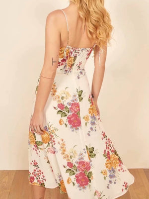 Liber Summer Women's Lace up Printed Midi Dresses