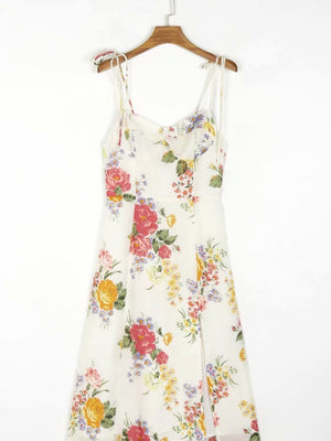 Liber Summer Women's Lace up Printed Midi Dresses